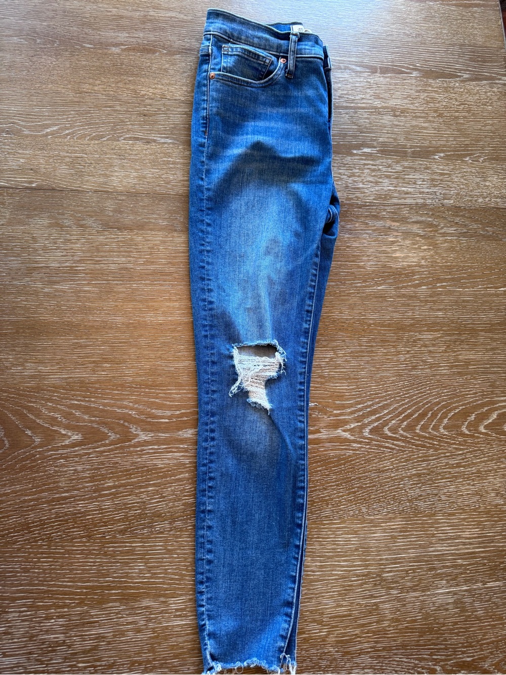 Madewell Women's Skinny Ripped Jeans - Dark Blue
